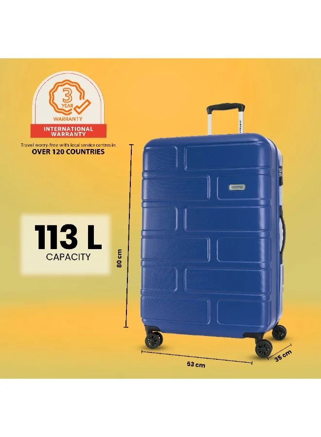 AMERICAN TOURISTER Bricklane Suitcase, Check-In Size 80 cm / 30 inch, 4 Spinner Wheels, Hard Top, Polycarbonate, Oxford Blue|Lightweight|Scratch & Impact Resistance|TSA Lock|Inner Mesh Zippered Pocket - 3 Years International Warranty